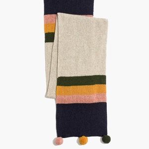 Madewell Striped Pom-Pom Scarf